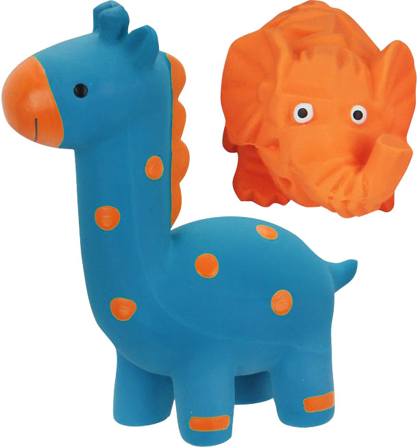 MULTIPET MINIPET GIRAFFE & ELEPHANT LATEX DOG TOY