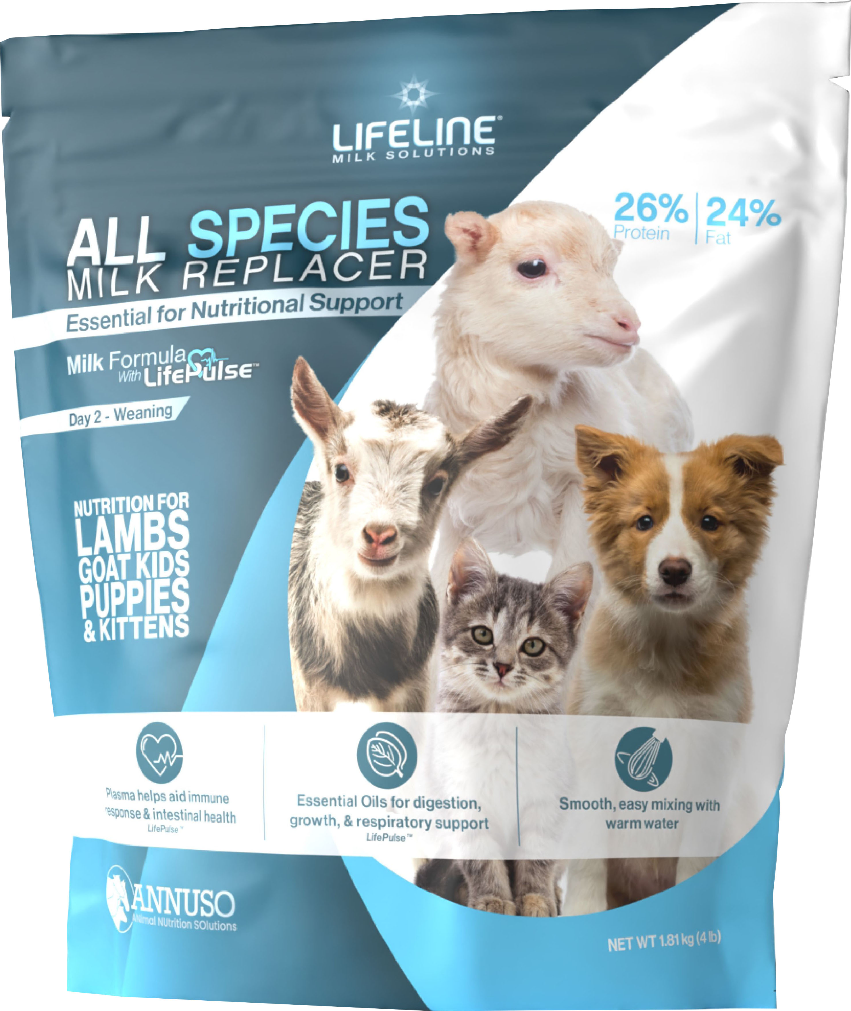 LIFELINE ALL SPECIES MILK REPLACER 26P 24F