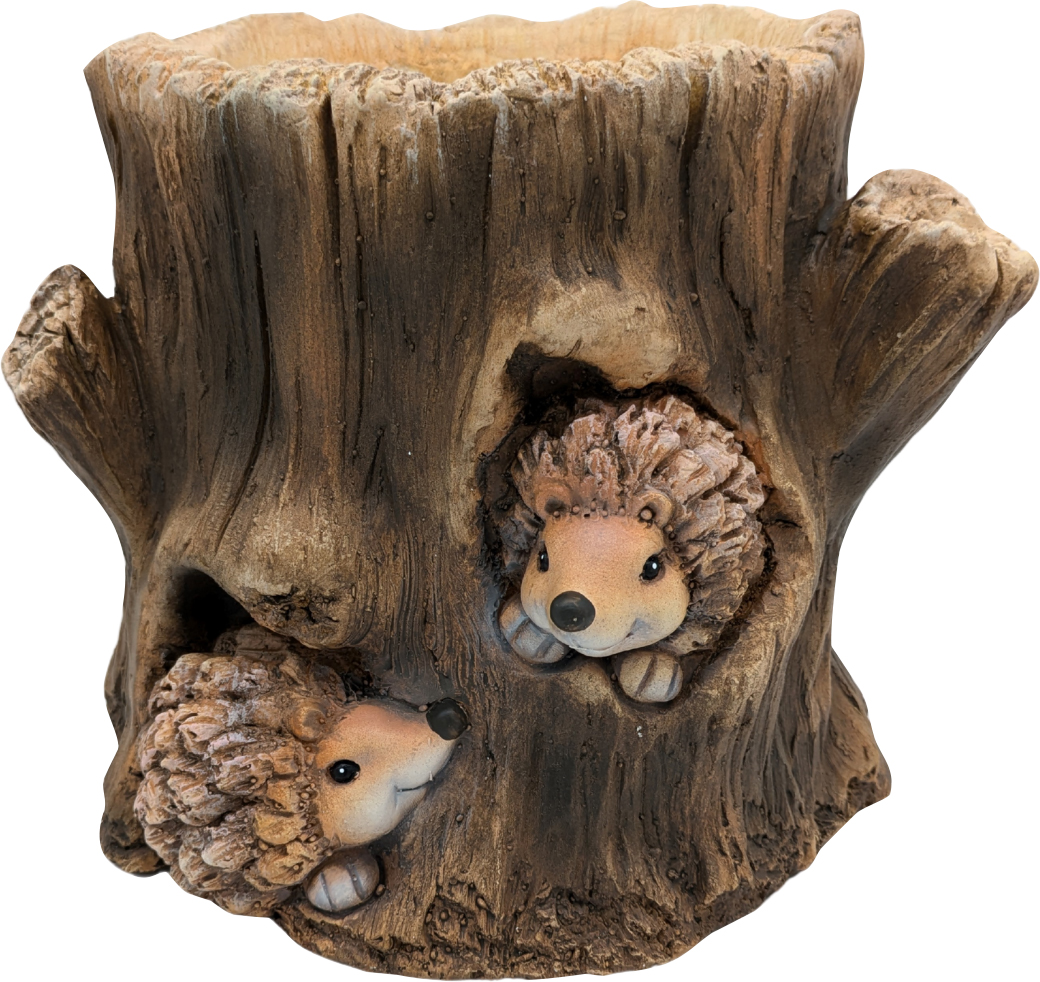 ESSCHERT DESIGN FAUX WOOD DBL HEDGEHOG PLANTER