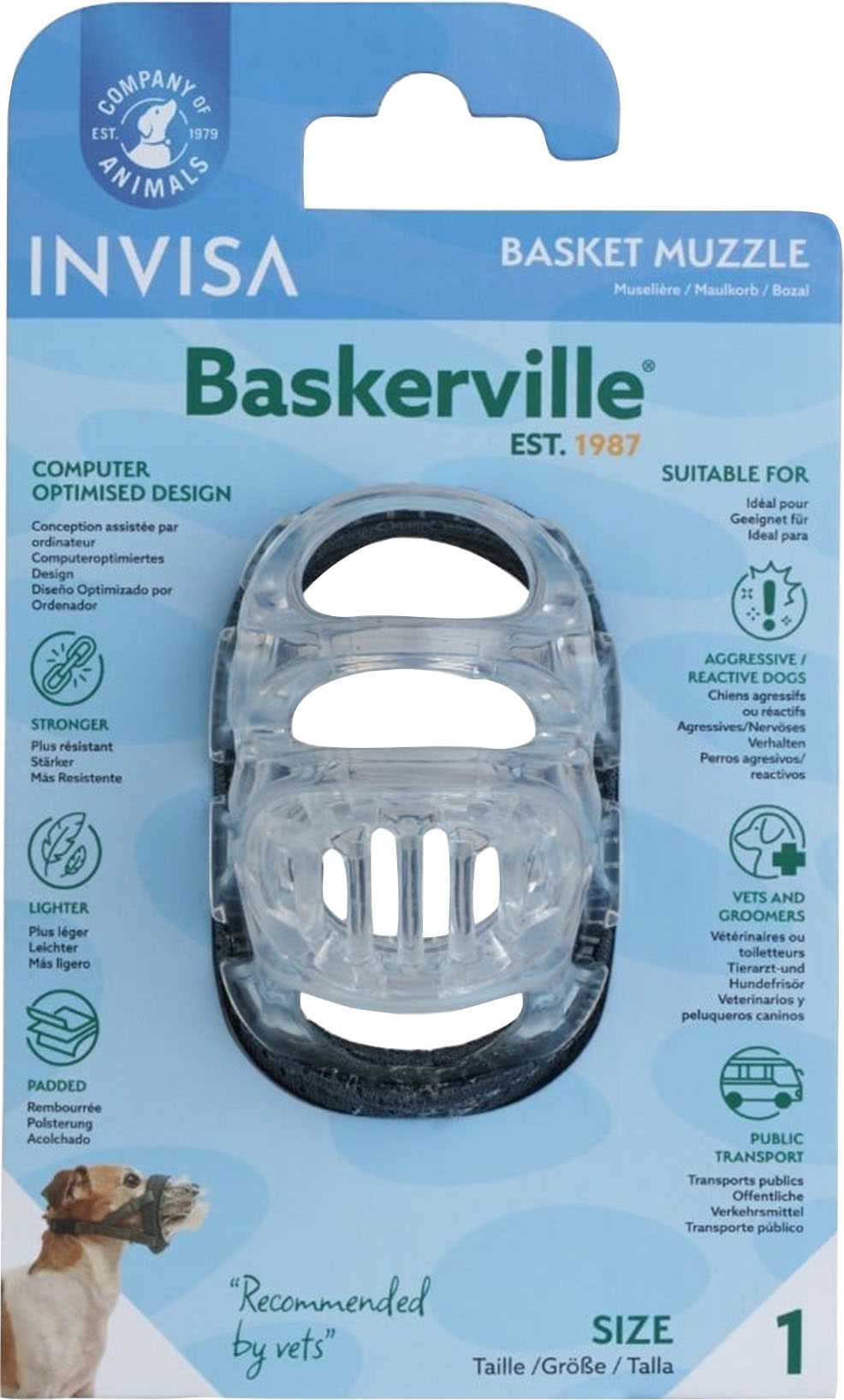 BASKERVILLE INVISA TRANSPARENT PADDED MUZZLE