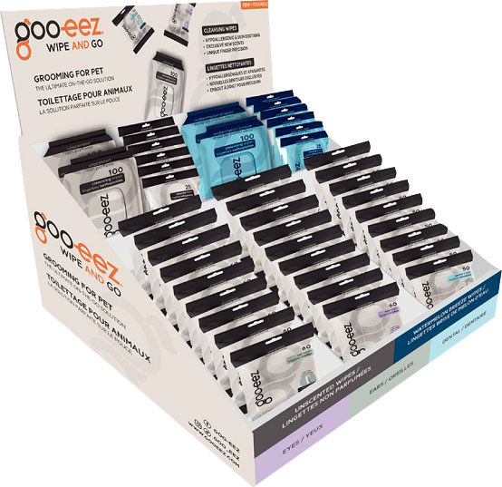 GOO-EEZ CLEANSING WIPES ASSORTED COUNTER DISPLAY