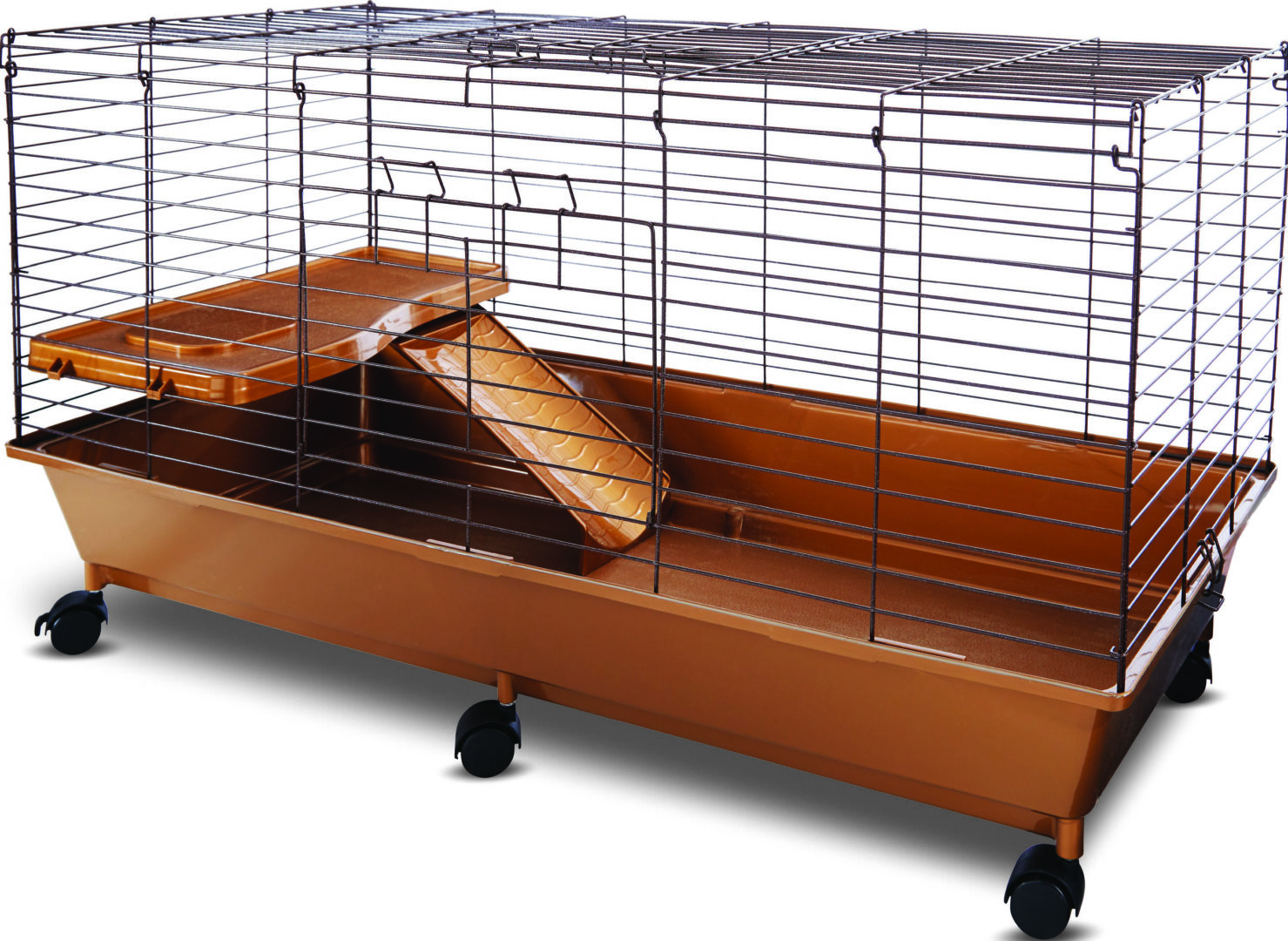 DELUXE RABBIT CAGE W/SHELF RAMP WHEELS